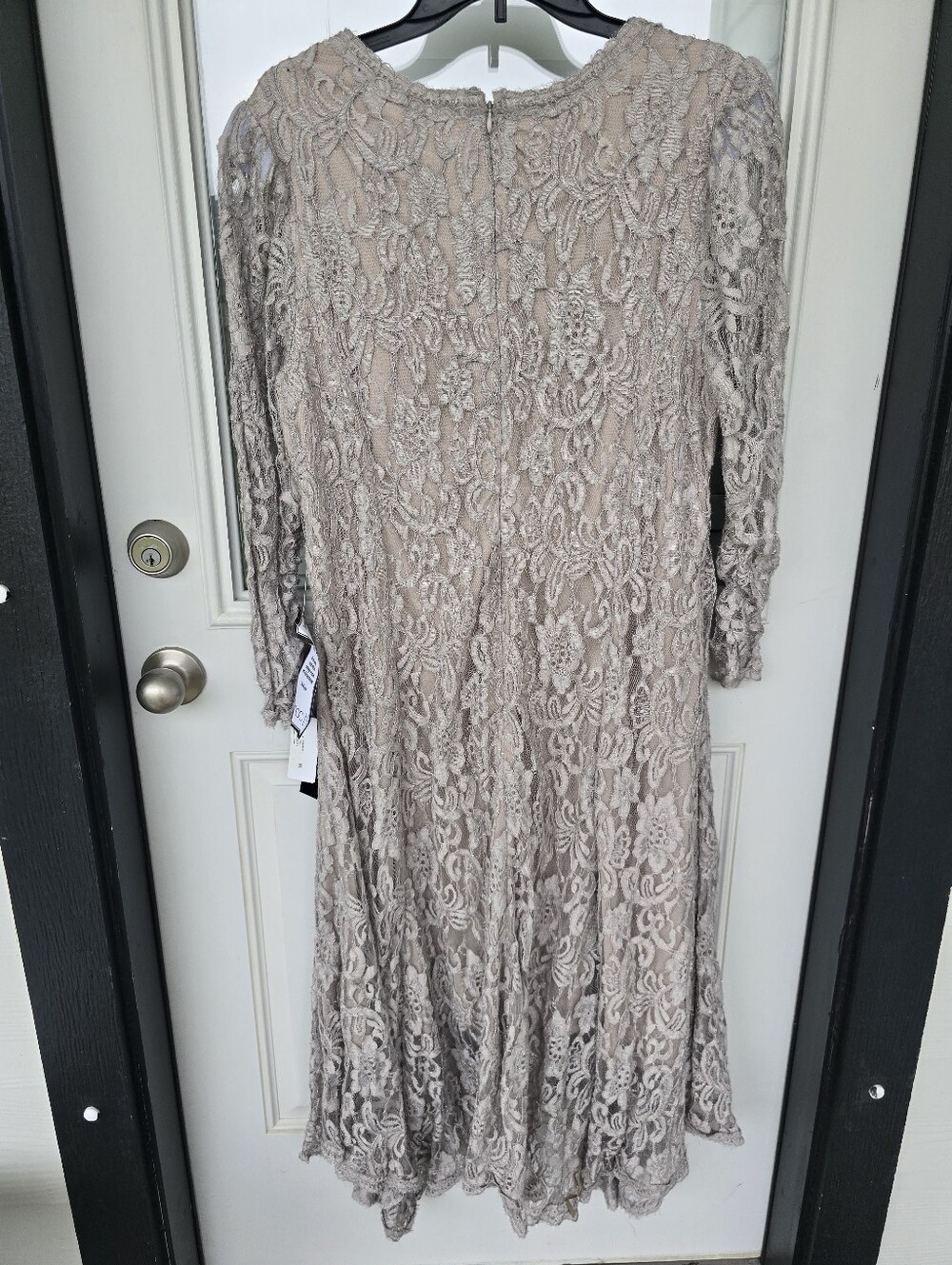 Betsy & Adam Lace Dress 16W Taupe Beige Midi Cocktail Party Formal Evening Plus - Picture 10 of 11
